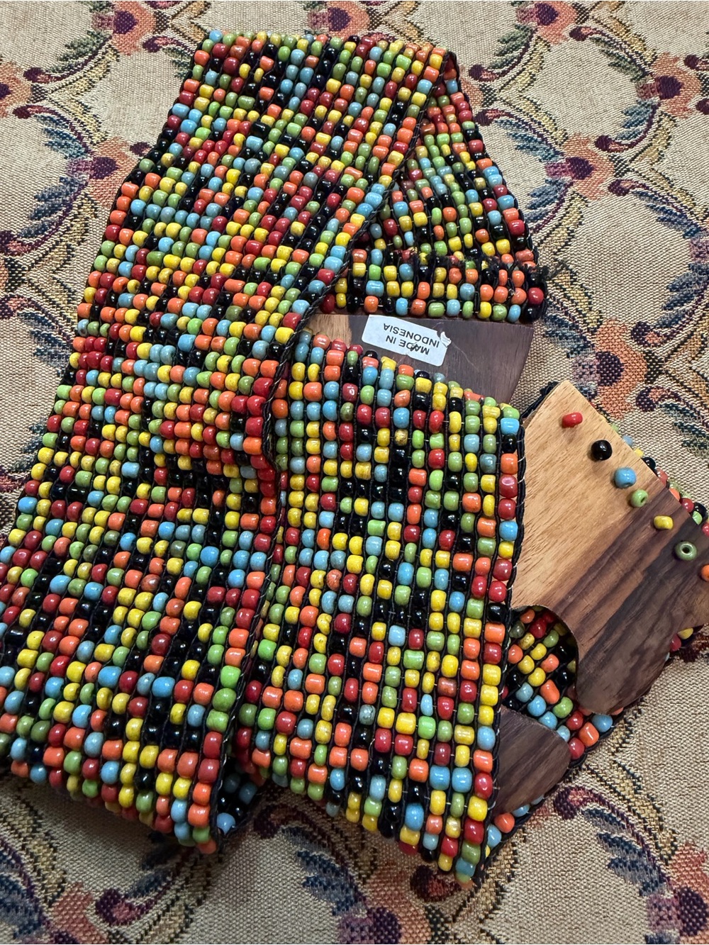 Beaded Belt -wooden buckle